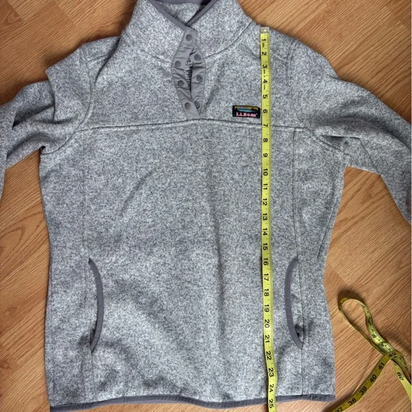 L.L. Bean Heather Gray Sweater Fleece Snap Pullover - Picture 5 of 6